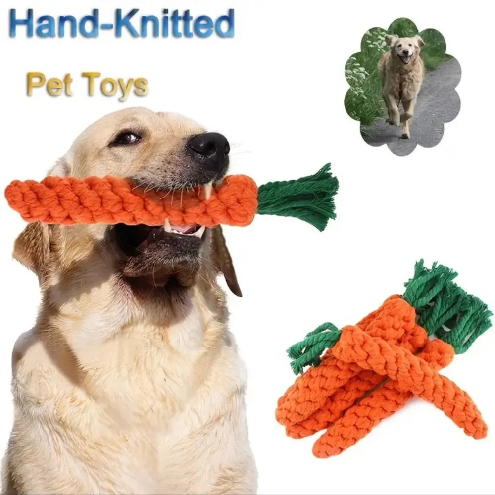 3 Pc Carrot Design Pet Chew Durable Dog Braided Knot Rope Toy